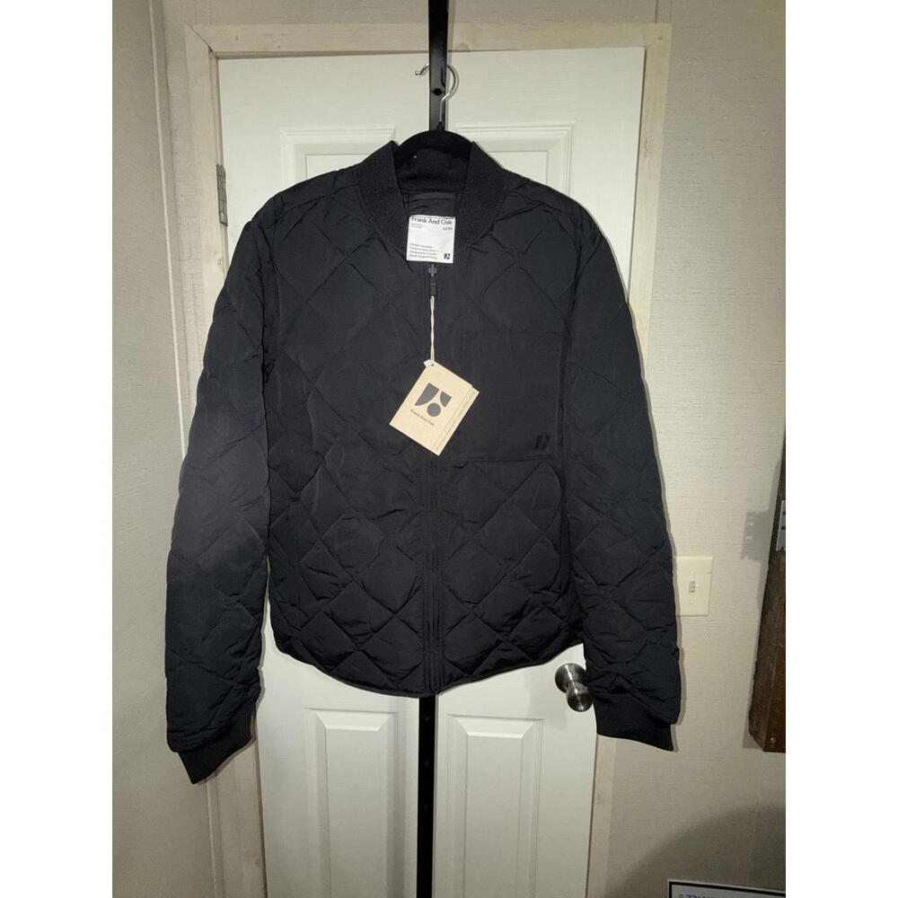 Frank And Oak Quilted Bomber Jacket Black - Size Medium
